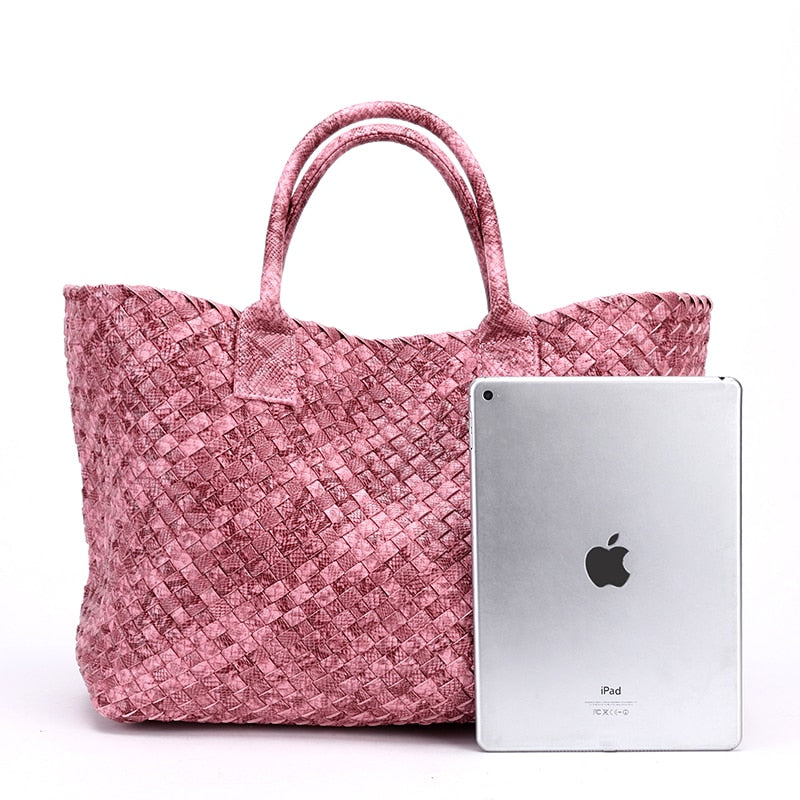 Tezza Serpentine Print Woven Tote Bag - 7 Colors