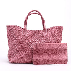 Tezza Serpentine Print Woven Tote Bag - 7 Colors