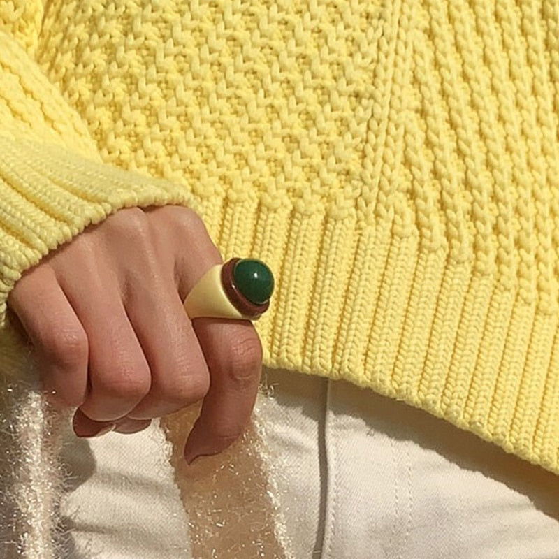 Torea Colorful Geometric Resin Rings - 6 Colors