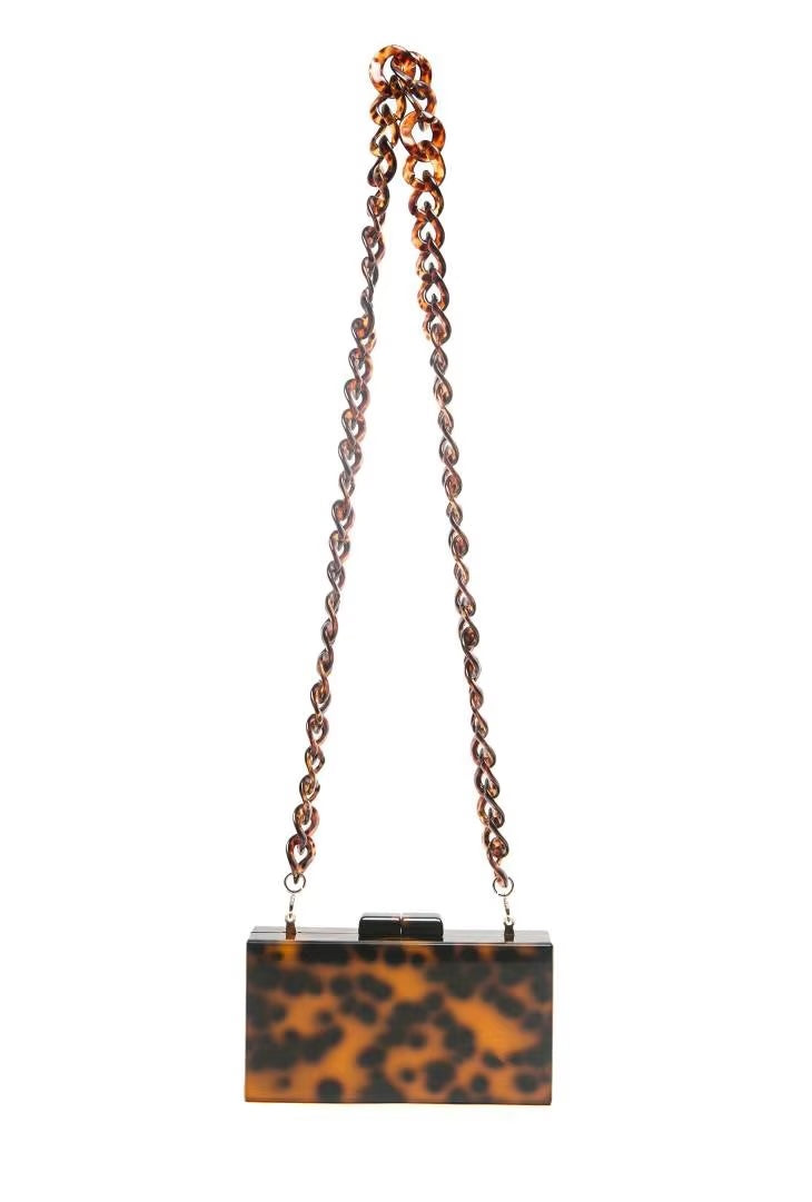 Tortoise Acrylic Box Clutch