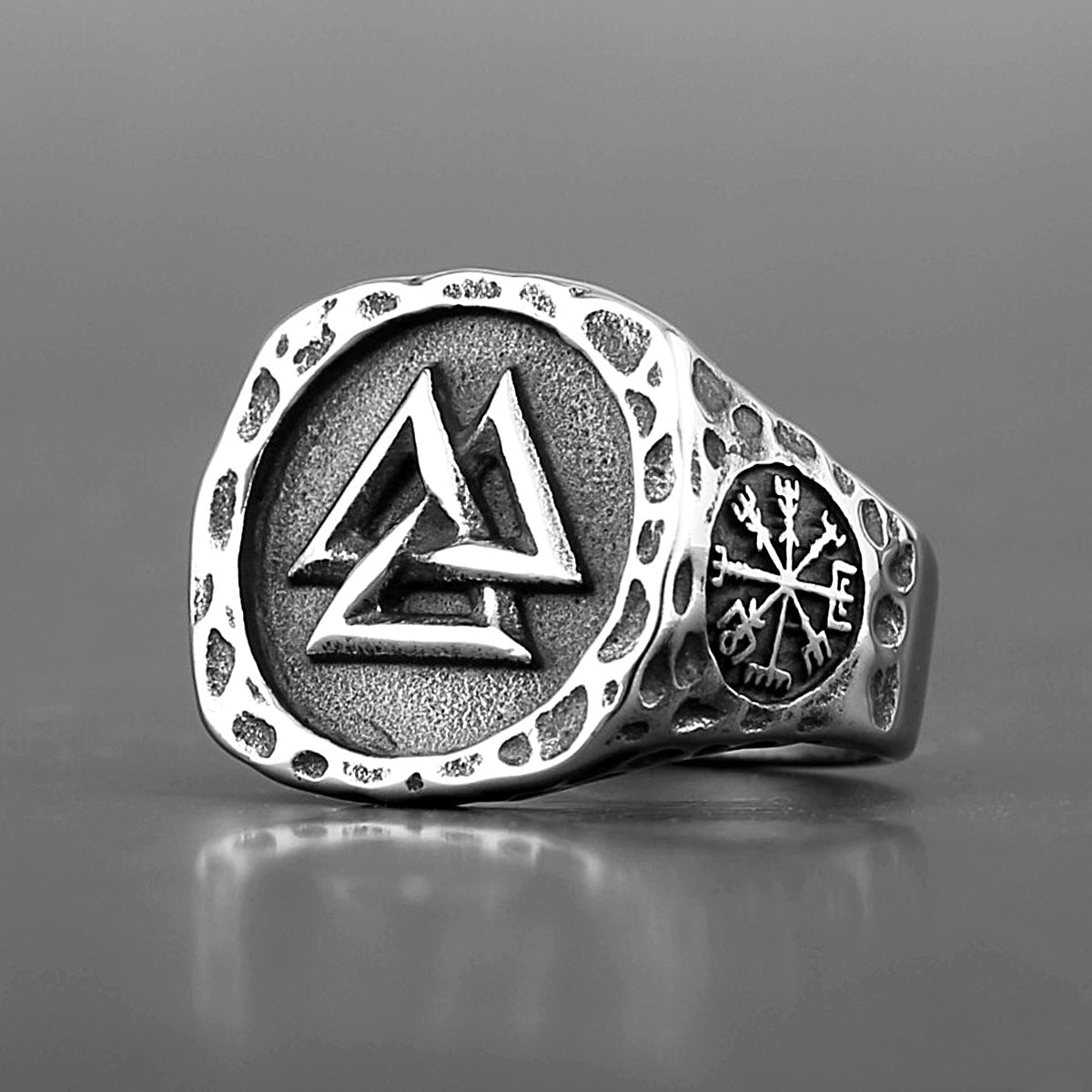 Triangle Stone Rune Odin Ring