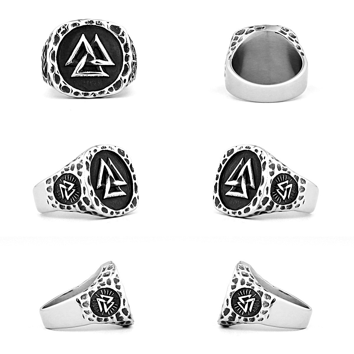 Triangle Stone Rune Odin Ring