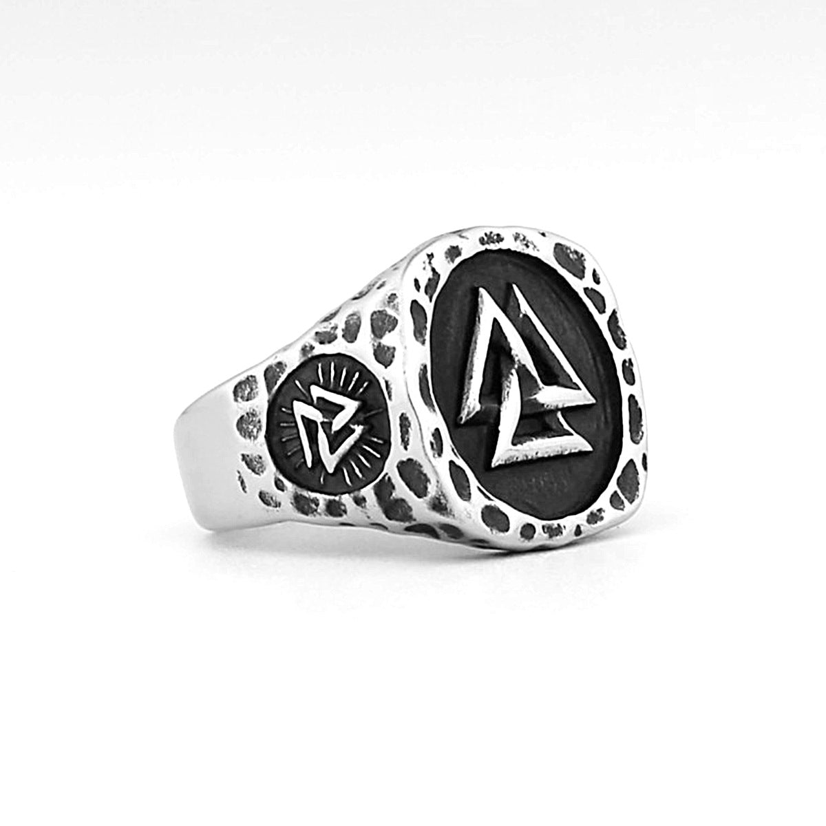 Triangle Stone Rune Odin Ring