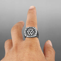 Triangle Stone Rune Odin Ring