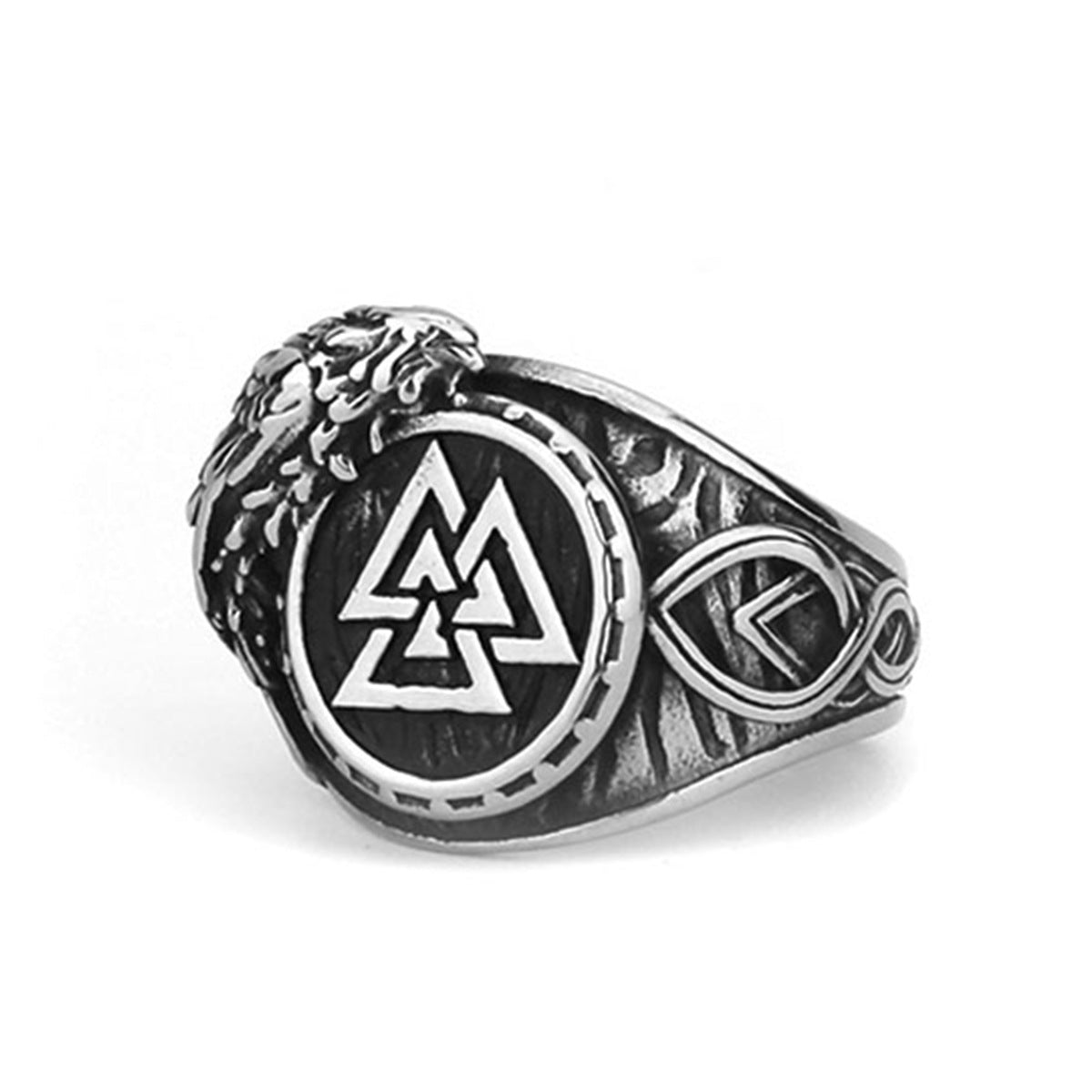 Triangular Rune Crow Ring