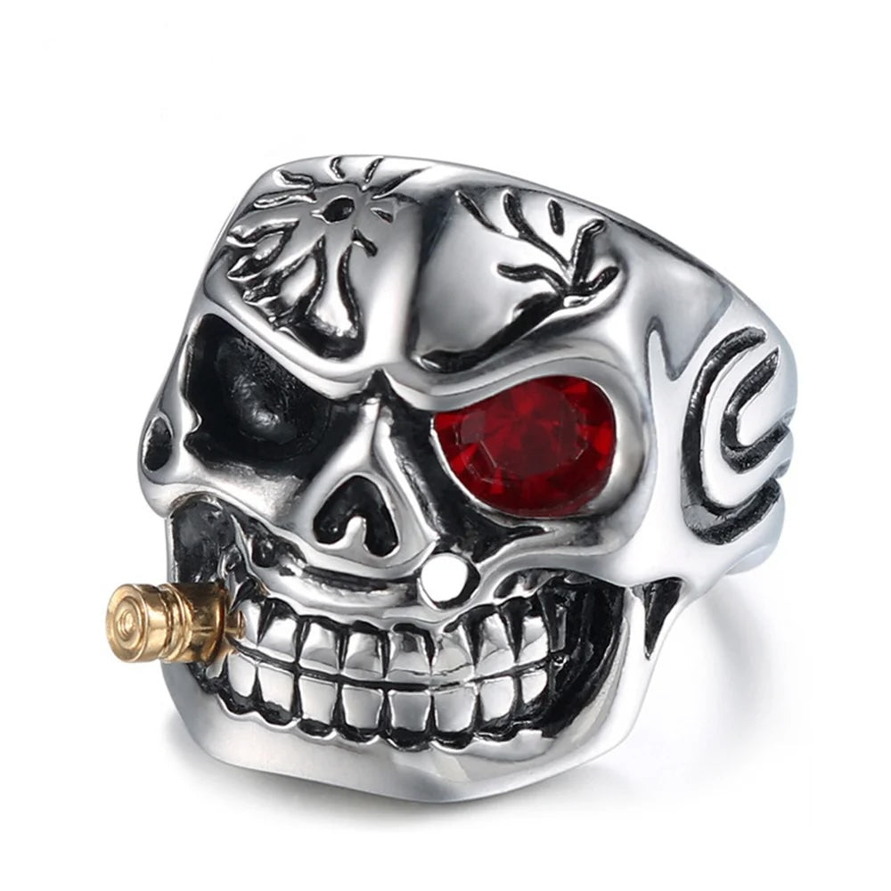 Unisex Sugar-Skull Biker Rings