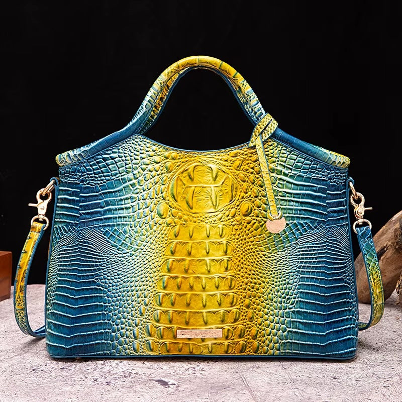 Valentina Croc-Embossed Top-Handle Satchel