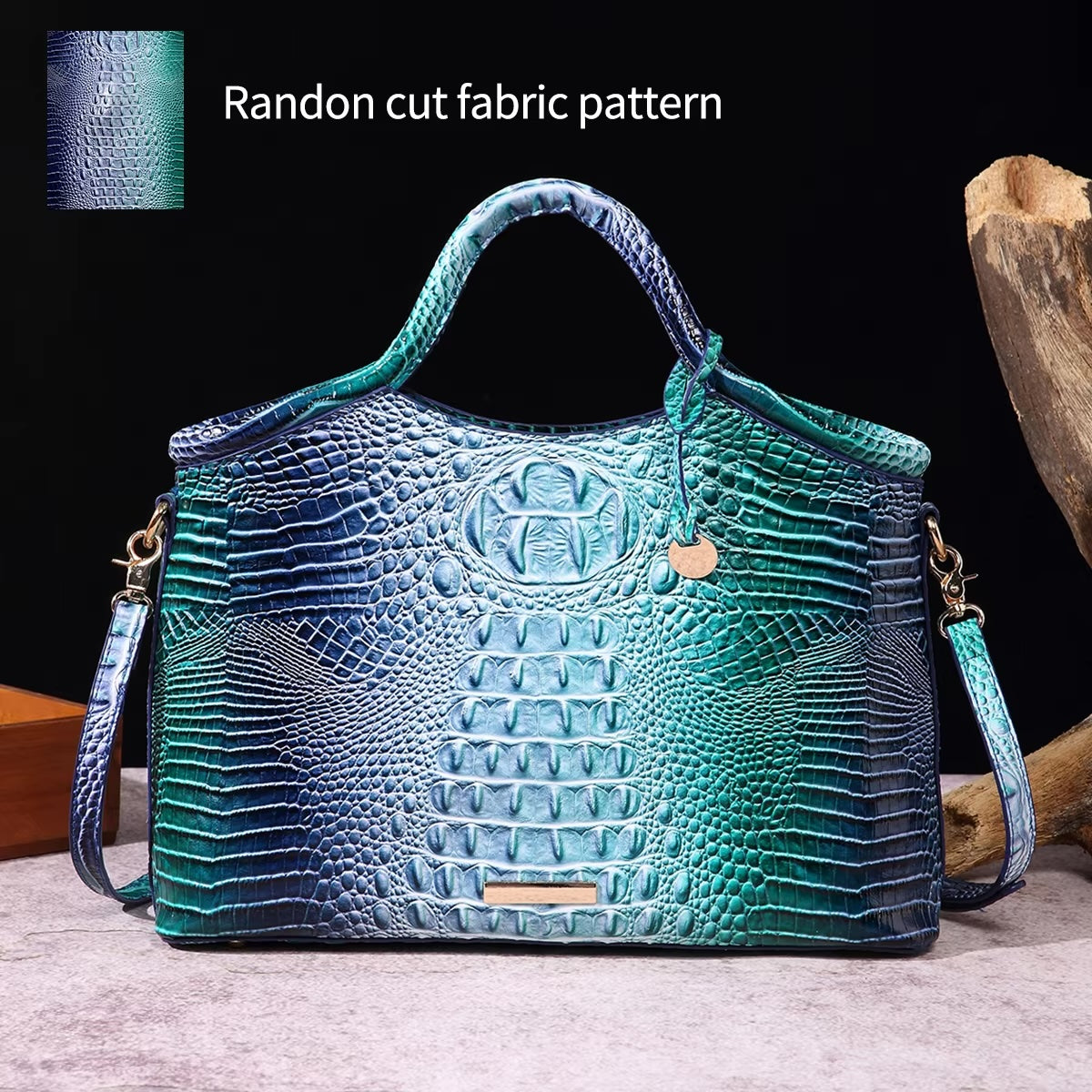 Valentina Croc-Embossed Top-Handle Satchel