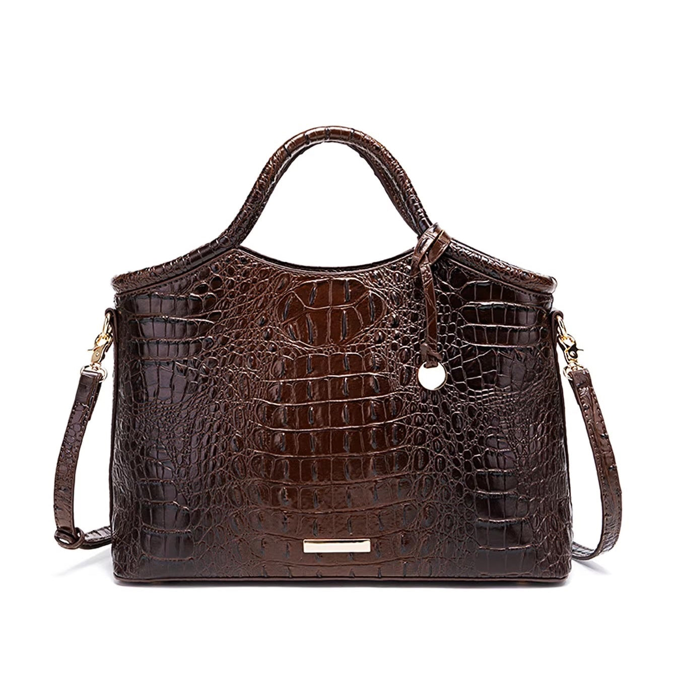 Valentina Croc-Embossed Top-Handle Satchel