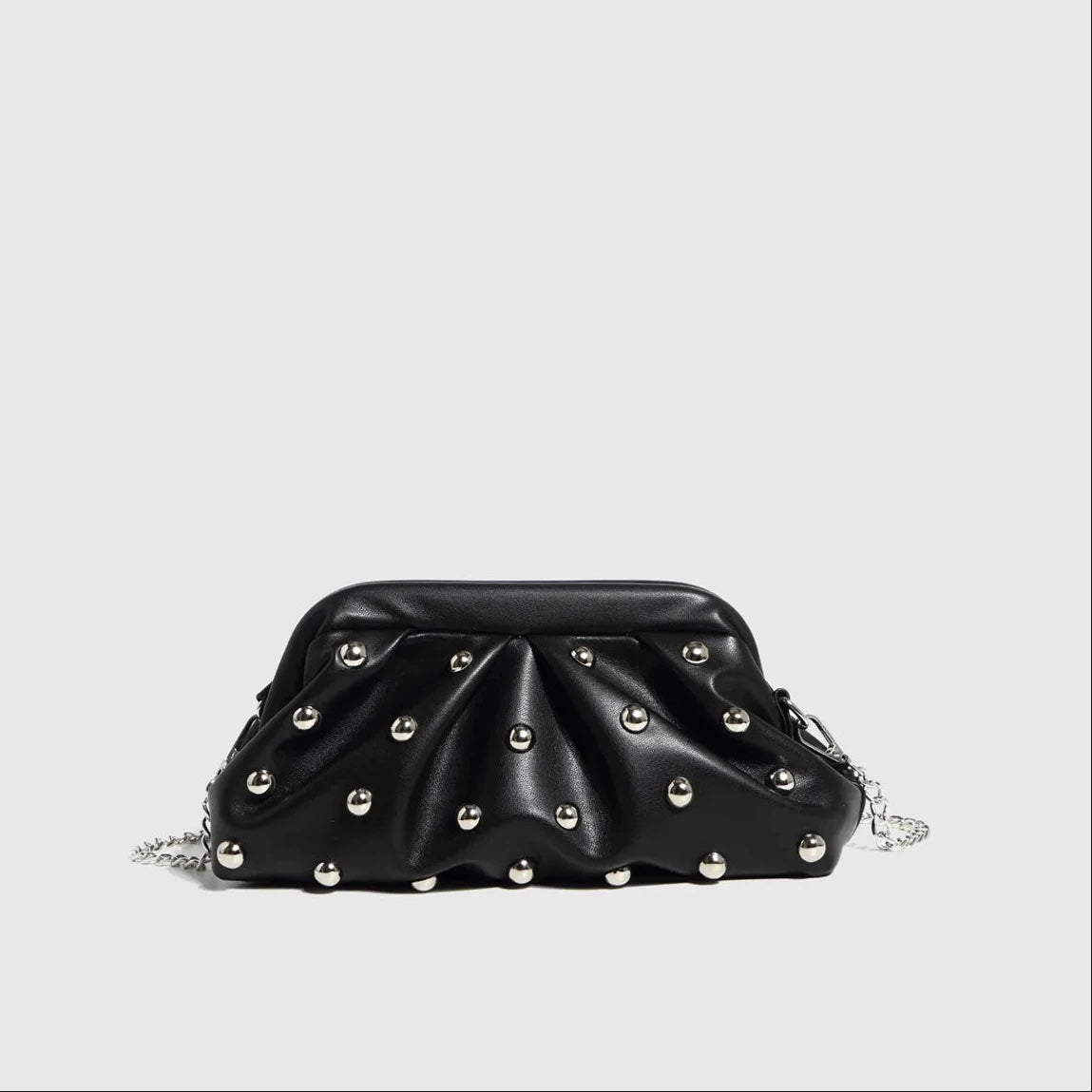 Valentina Chic Vegan Leather Studded Clutch Bag