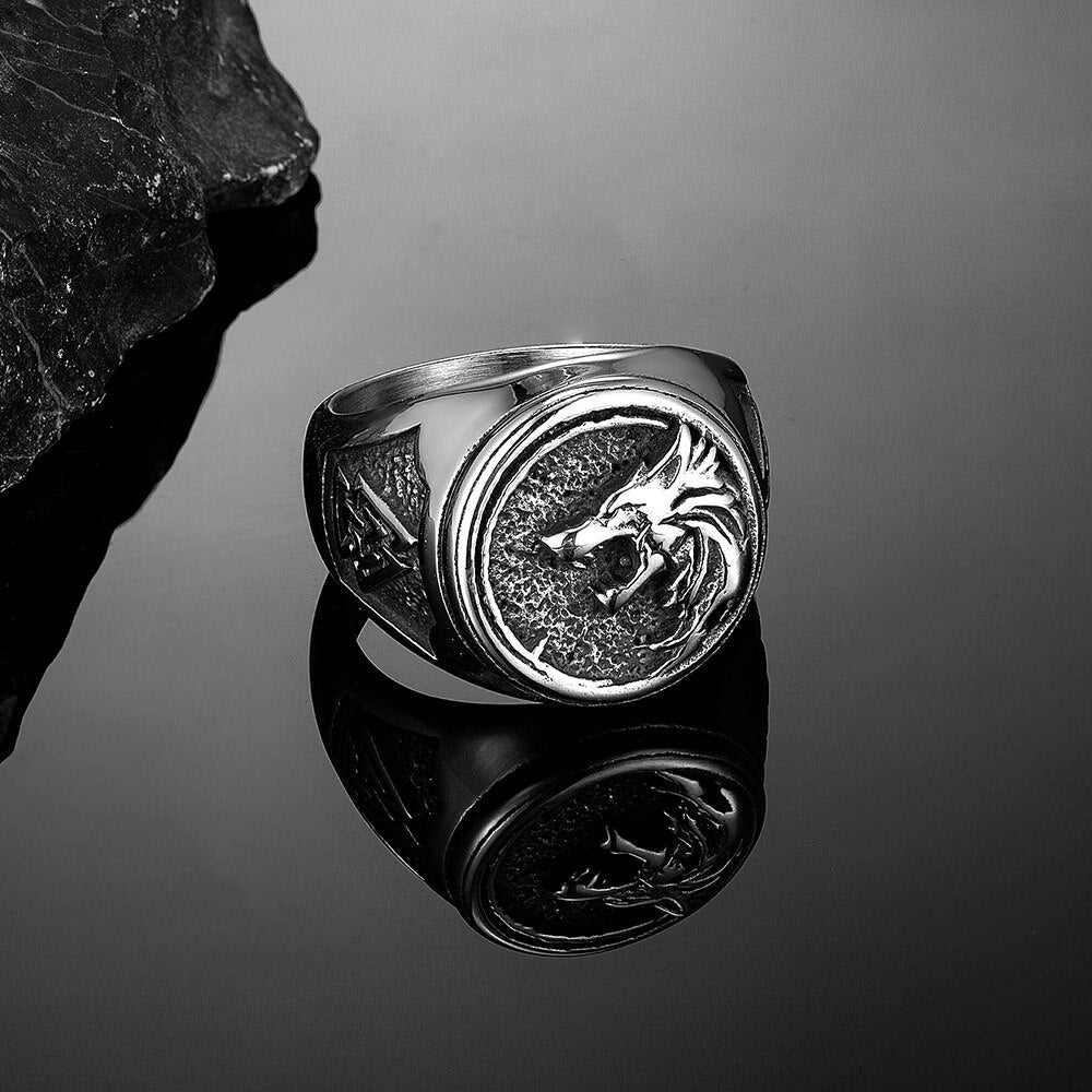Valknut Wolf Head Amulet Ring