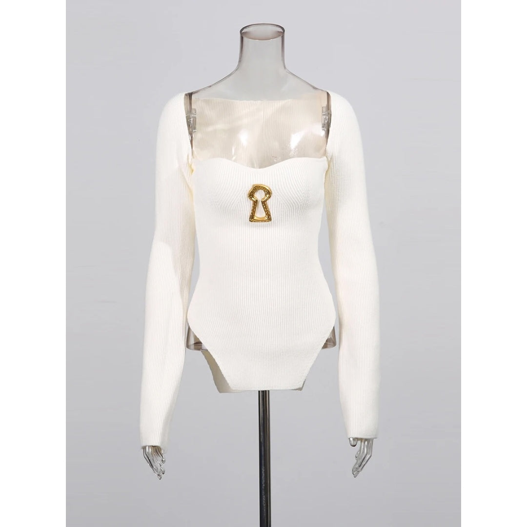 Verena Keyhole Sculpted Knit Top