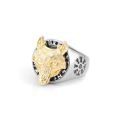 Viking Gold Wolf Head Ring
