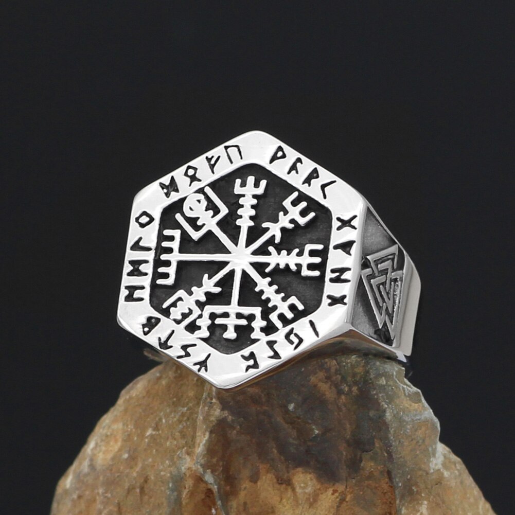 Viking Hexagon Compass Rune Ring