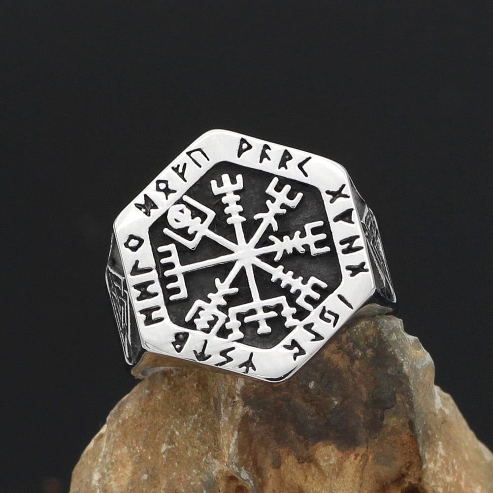 Viking Hexagon Compass Rune Ring