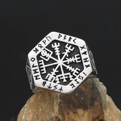 Viking Hexagon Compass Rune Ring