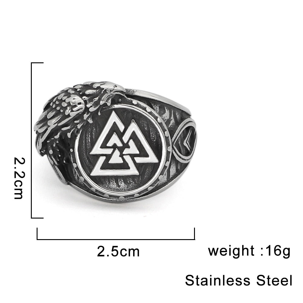Viking Raven Odin Symbol Ring