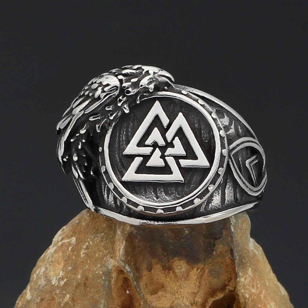 Viking Raven Odin Symbol Ring