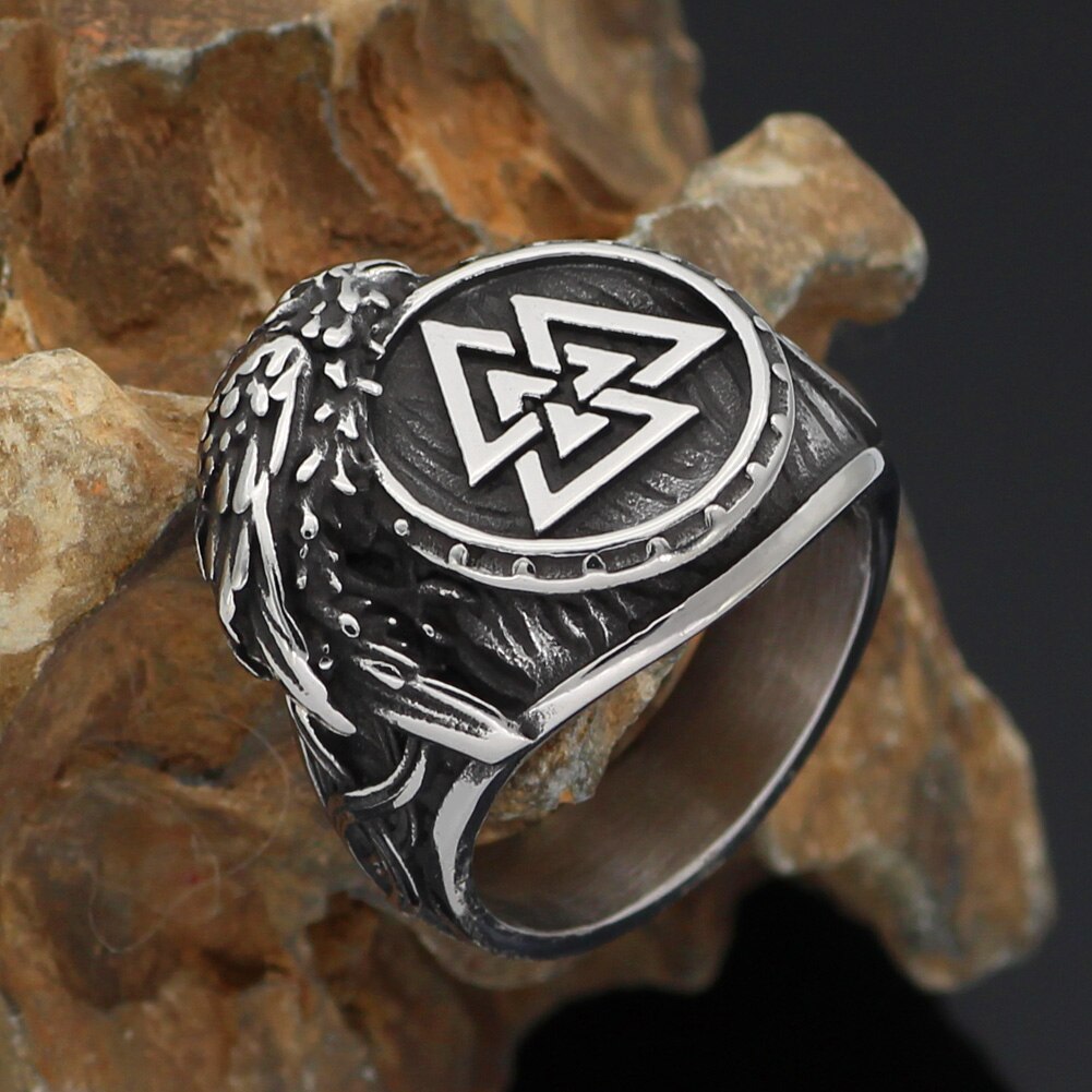Viking Raven Odin Symbol Ring