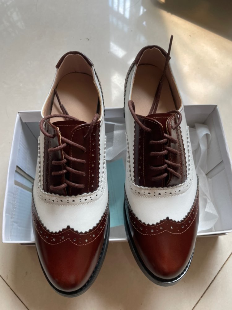 Vintage Genuine Leather Color-Block Oxford Brogues