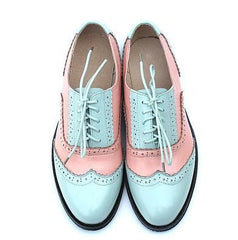 Vintage Genuine Leather Color-Block Oxford Brogues
