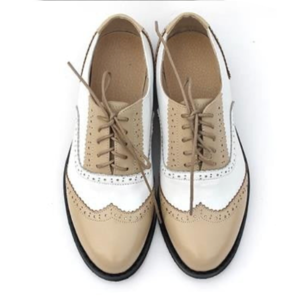 Vintage Genuine Leather Color-Block Oxford Brogues