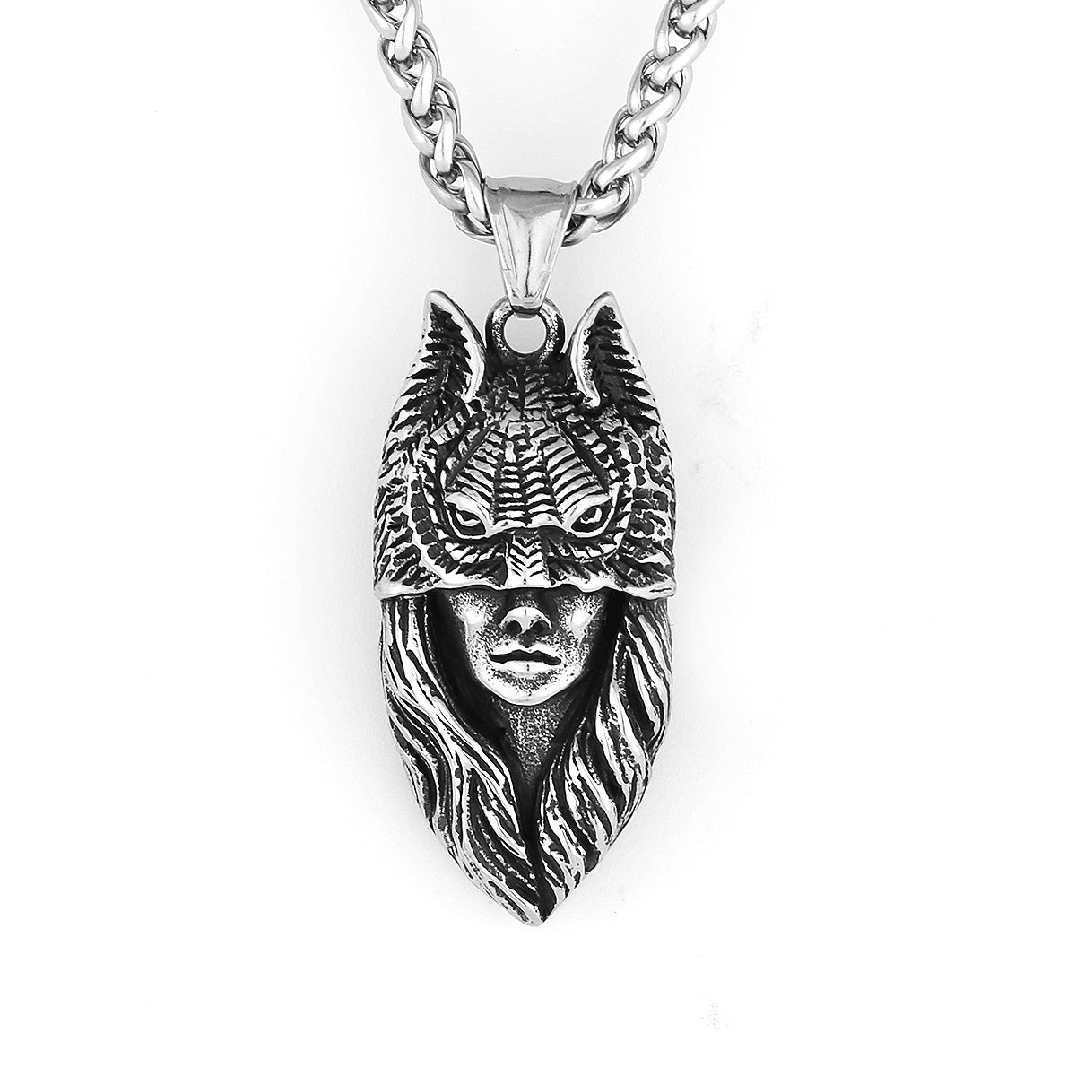 Vintage Native Indian Cat Headdress Girl Necklace