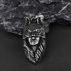 Vintage Native Indian Cat Headdress Girl Necklace