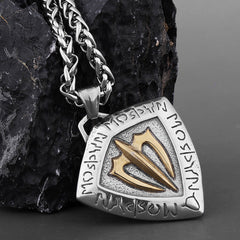 Vintage Trident Shield Necklace
