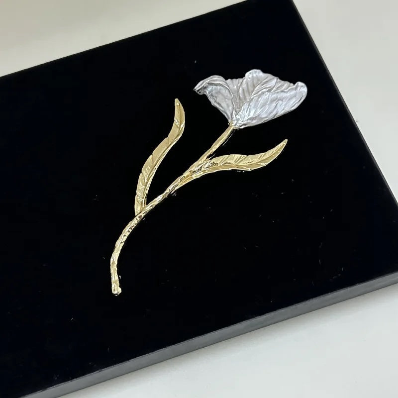 Vintage Jumbo Metal Leaf Flower Brooch
