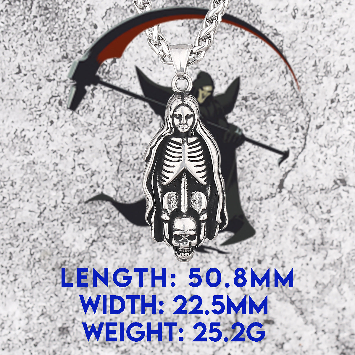 Punk Skeleton Blessed-Mary Necklace