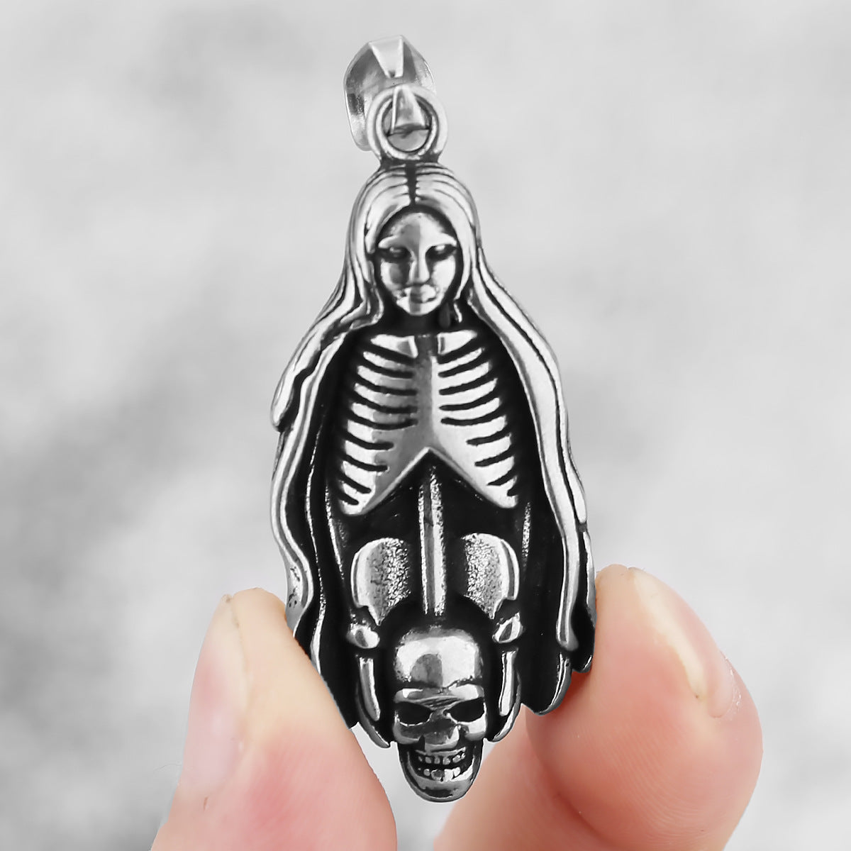 Punk Skeleton Blessed-Mary Necklace