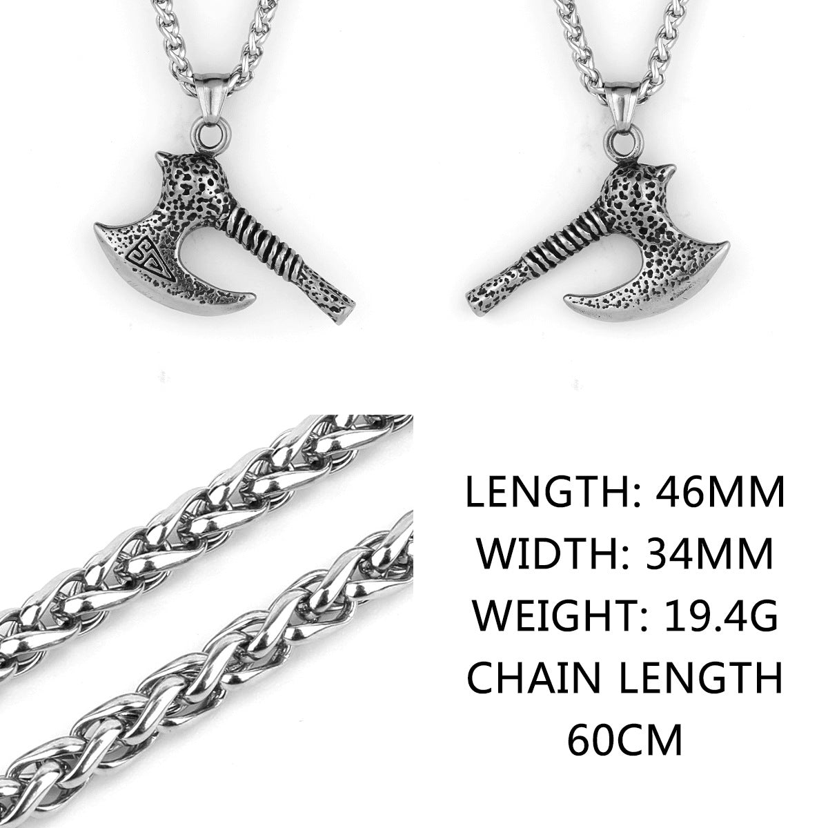 Warrior Axe Rune Pendant Necklace