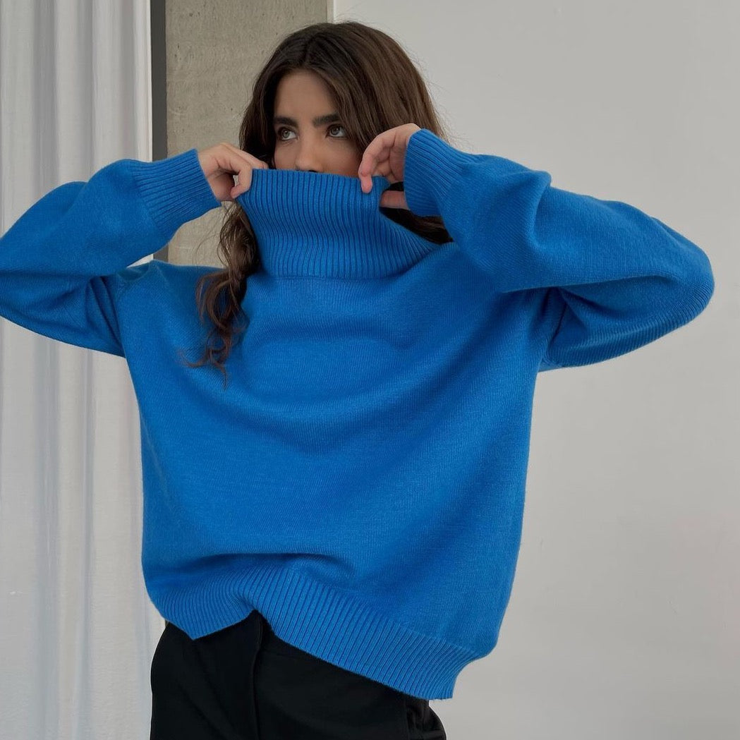 Yani Casual Turtleneck Sweaters BEIGE/BLACK M - SALE