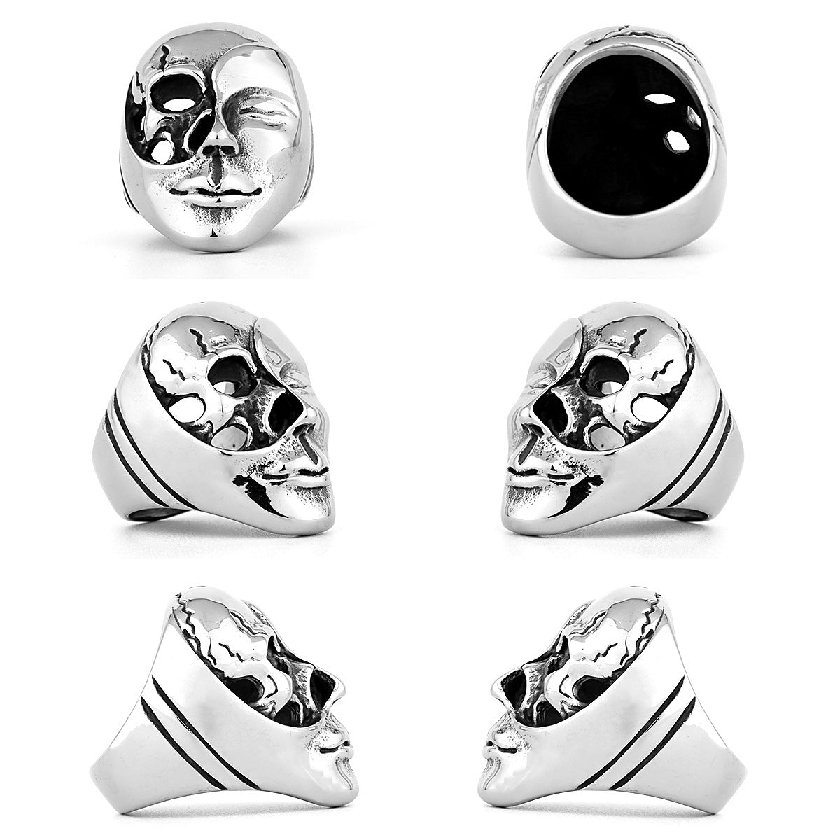 Yin-Yang Double Sided Skull-Design Ring