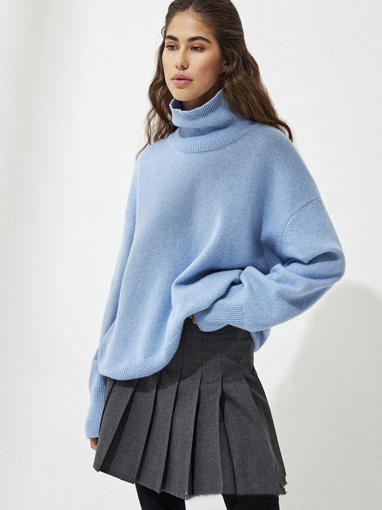 High Collar Loose Knitted Top Sweaters Clothing