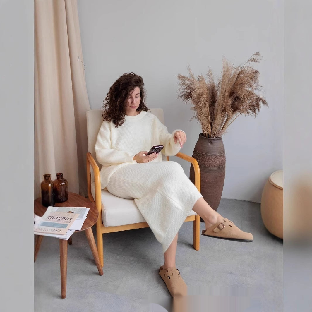 Knitted Overskirt Suit Sweater Split Hip Skirt Elegant