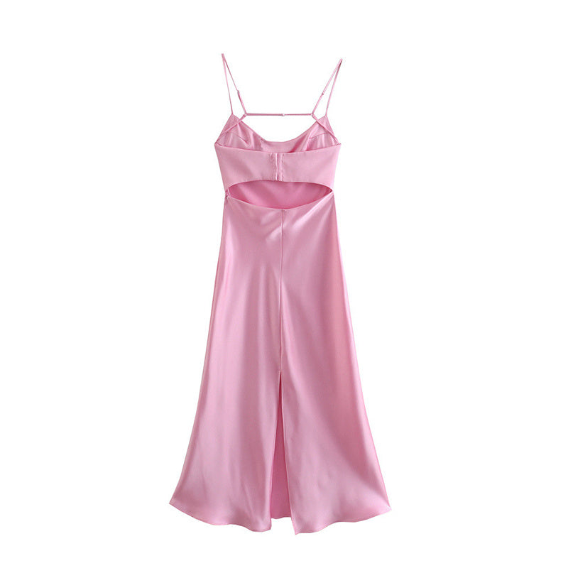 Camis Satin Long Dresses Elegant Sleeveless Slip Holiday Party Dresses Casual Backless Dresses