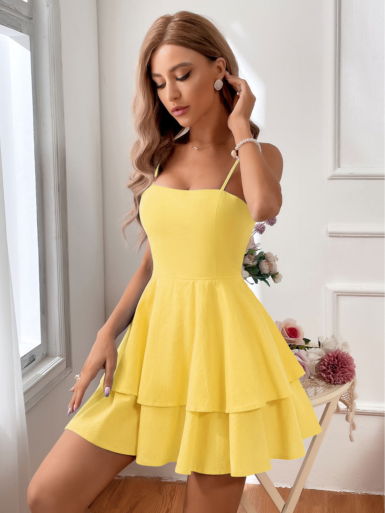 Spring And Hot Item Backless Bow Tie Tied Short Suspender Dress
