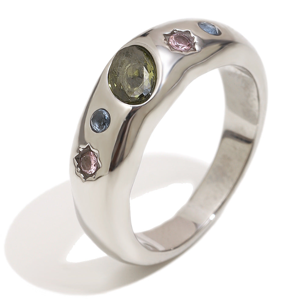 Geometric Zircon Color Diamond Ring For Women