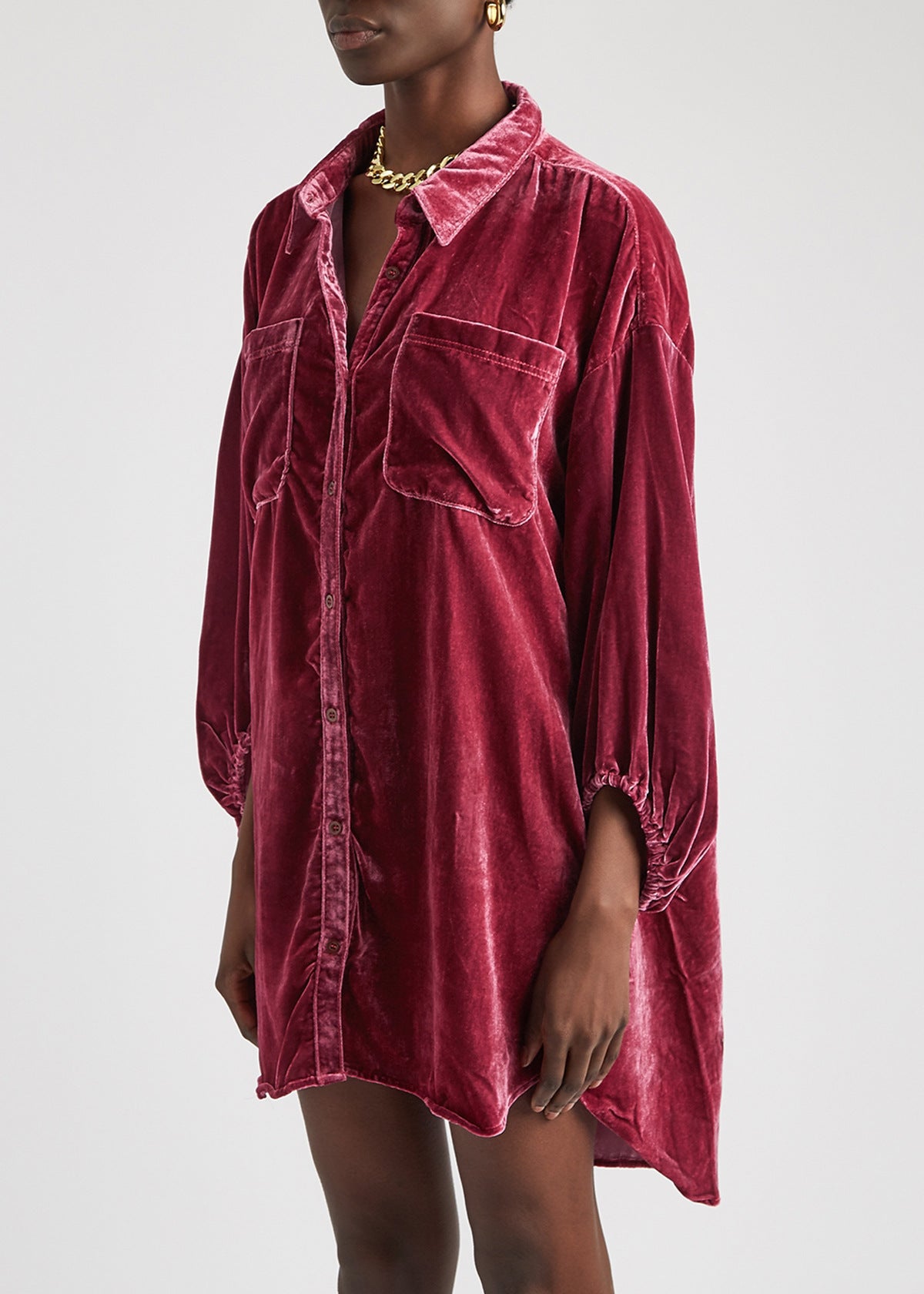 Loose Lantern Sleeve Long Shirt Top