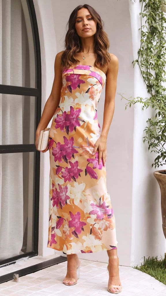Tube Top Long Dress With Backless Design INS Flowers Print Party Evening Dresses For Women