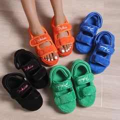 Sandals Velcro Plush Shoes Rome Platform High Heel Sandals