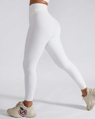 Ribbed Hip Lift High Waist Belly Peach Stretch Yoga Pants