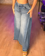 Slim-Fit Loose Wide-Leg Jeans