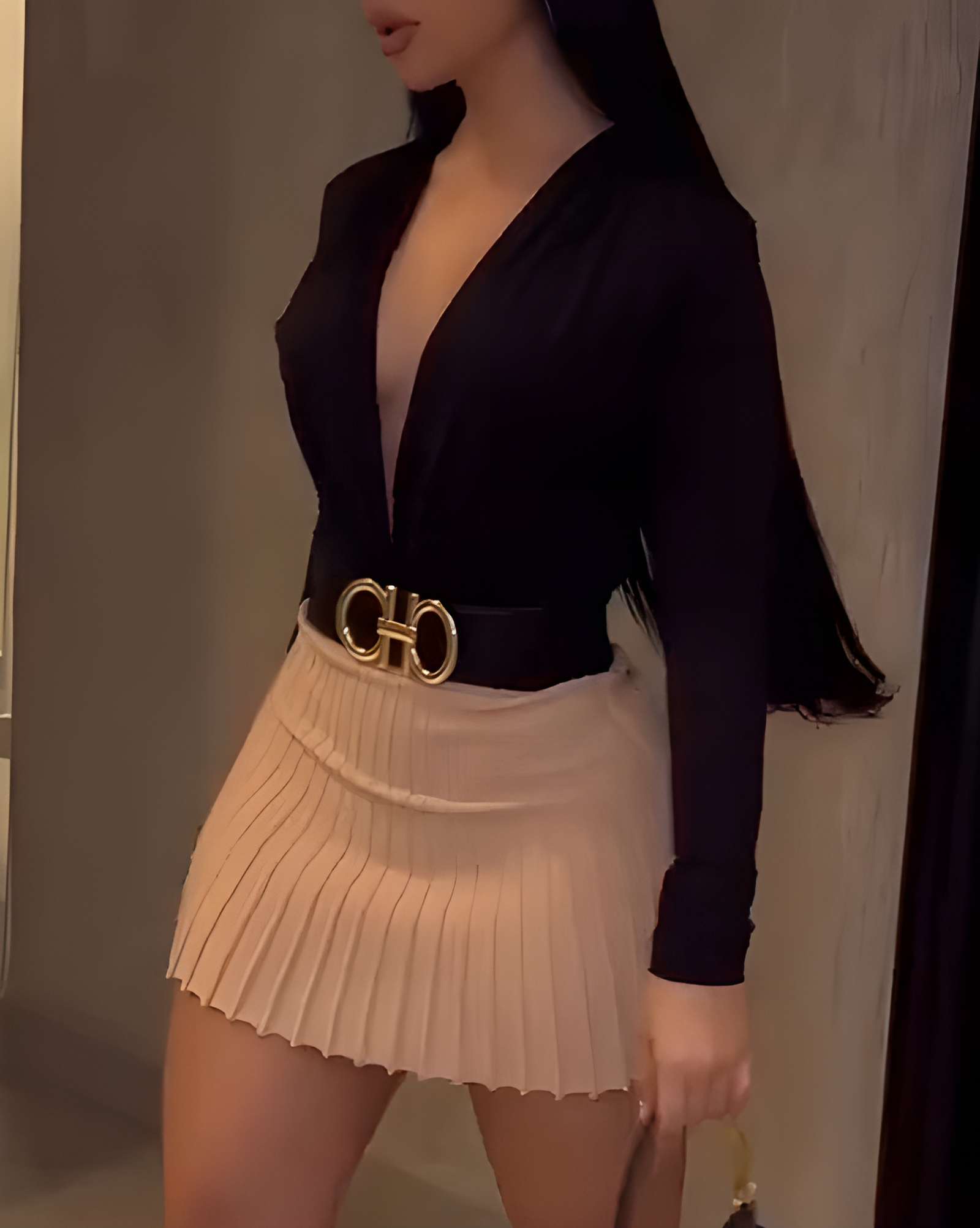 Fashion Long-Sleeved Bodysuit & Skirt 2-Piece Set