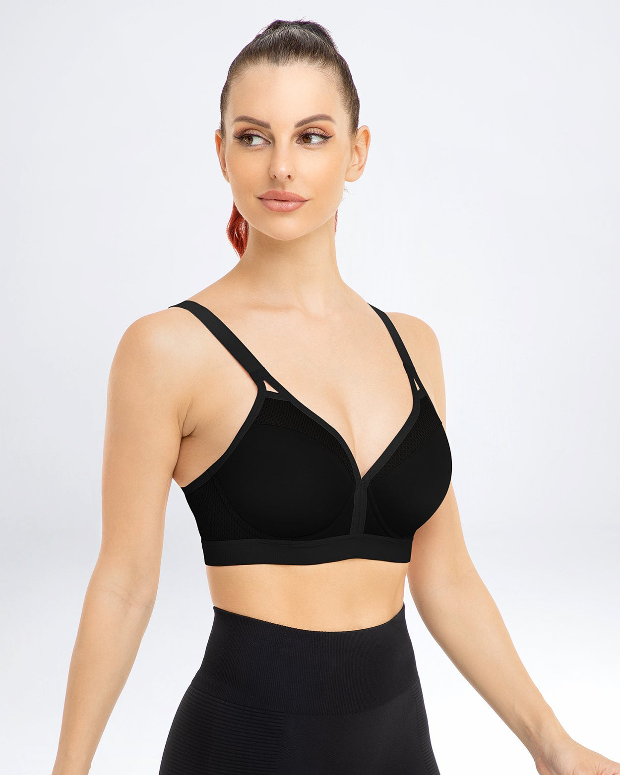 V Neck Full Figure Running Workout Bras