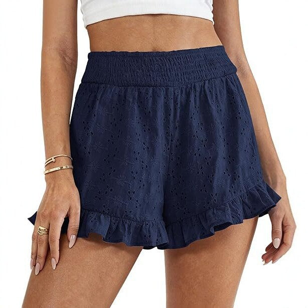 High-waisted Cutout Lace Shorts Womens Casual Beach Shorts