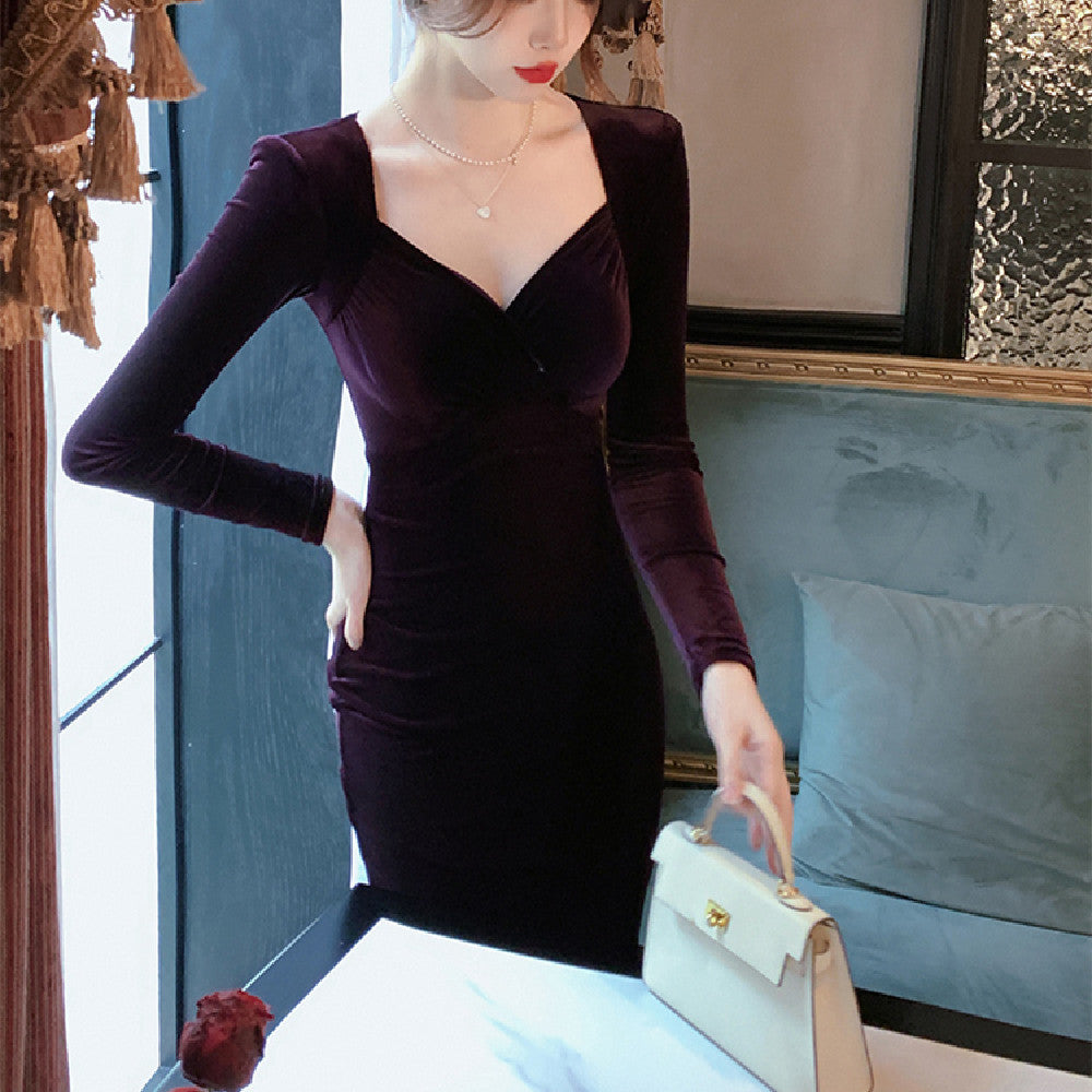 Purple Velvet Bottom Dress
