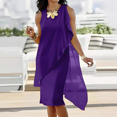 Elegant Irregular Chiffon Sleeveless Dress